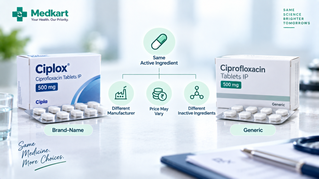 Generic ciprofloxacin vs brand-name ciprofloxacin