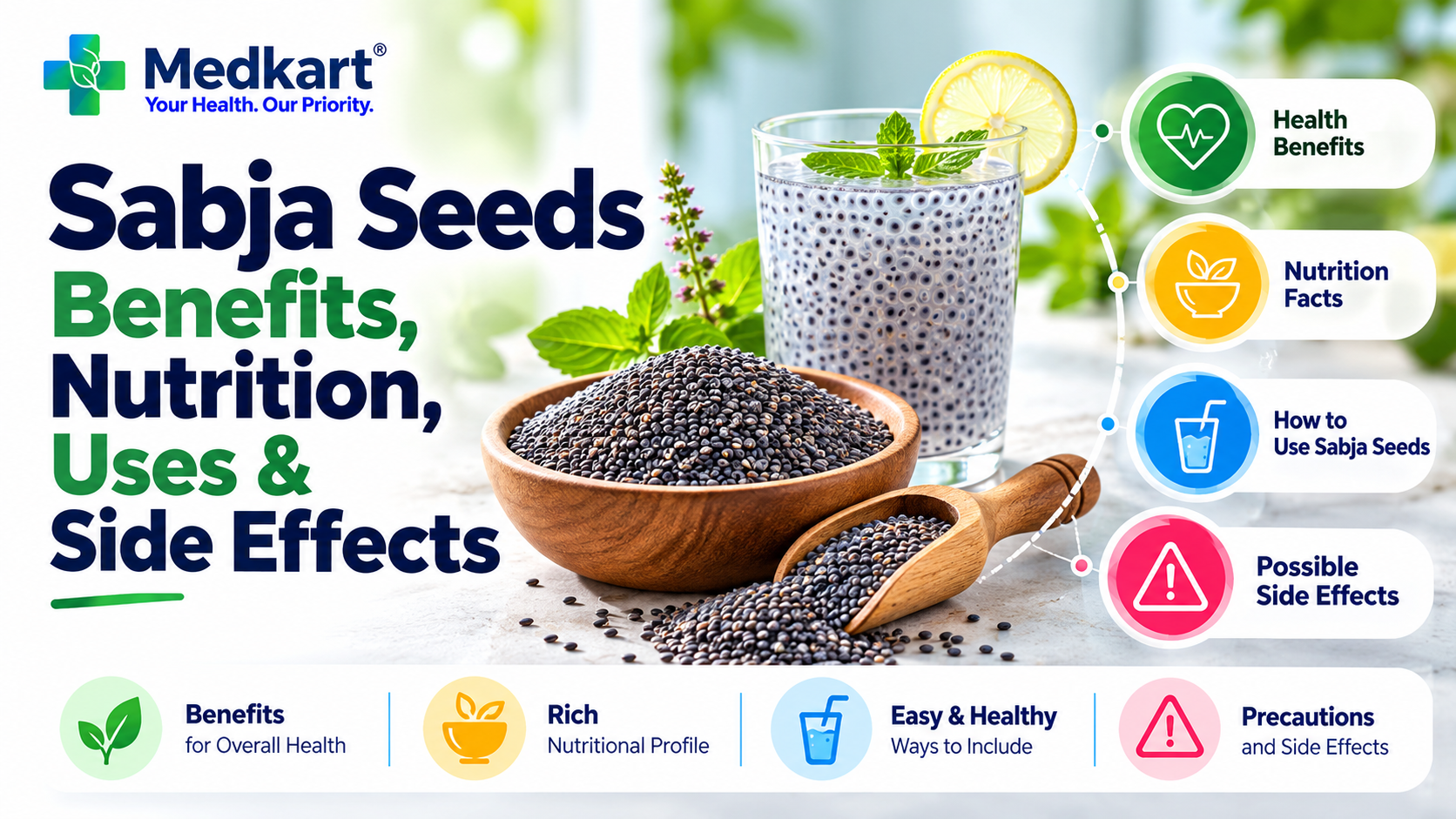 Sabja Seeds Benefits, Nutrition, Uses, Side Effects and How to Eat